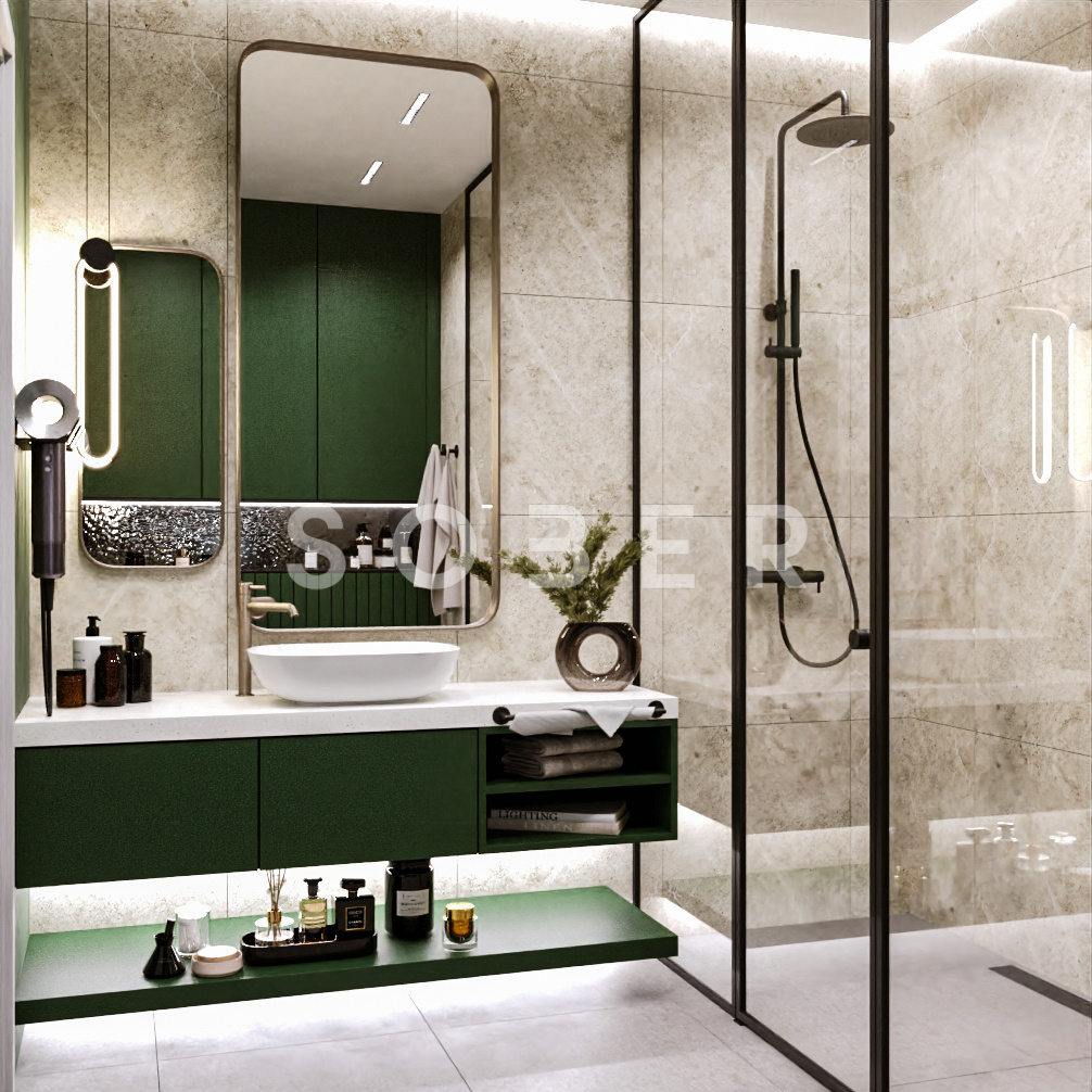 Nowoczesna łazienka z podwójna kabina prysznicową