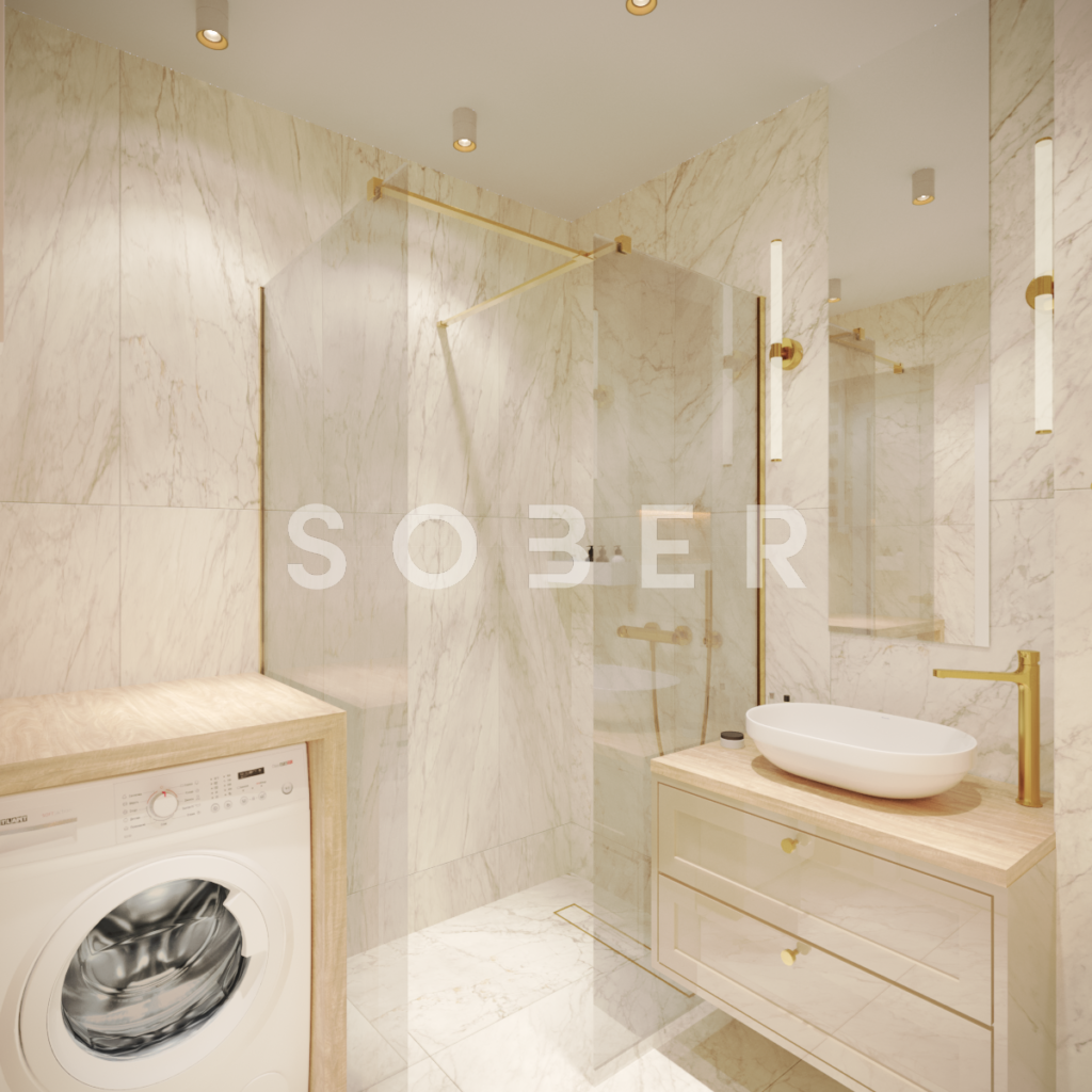 Biały marmur i złoto -łazienka zawsze na czasie