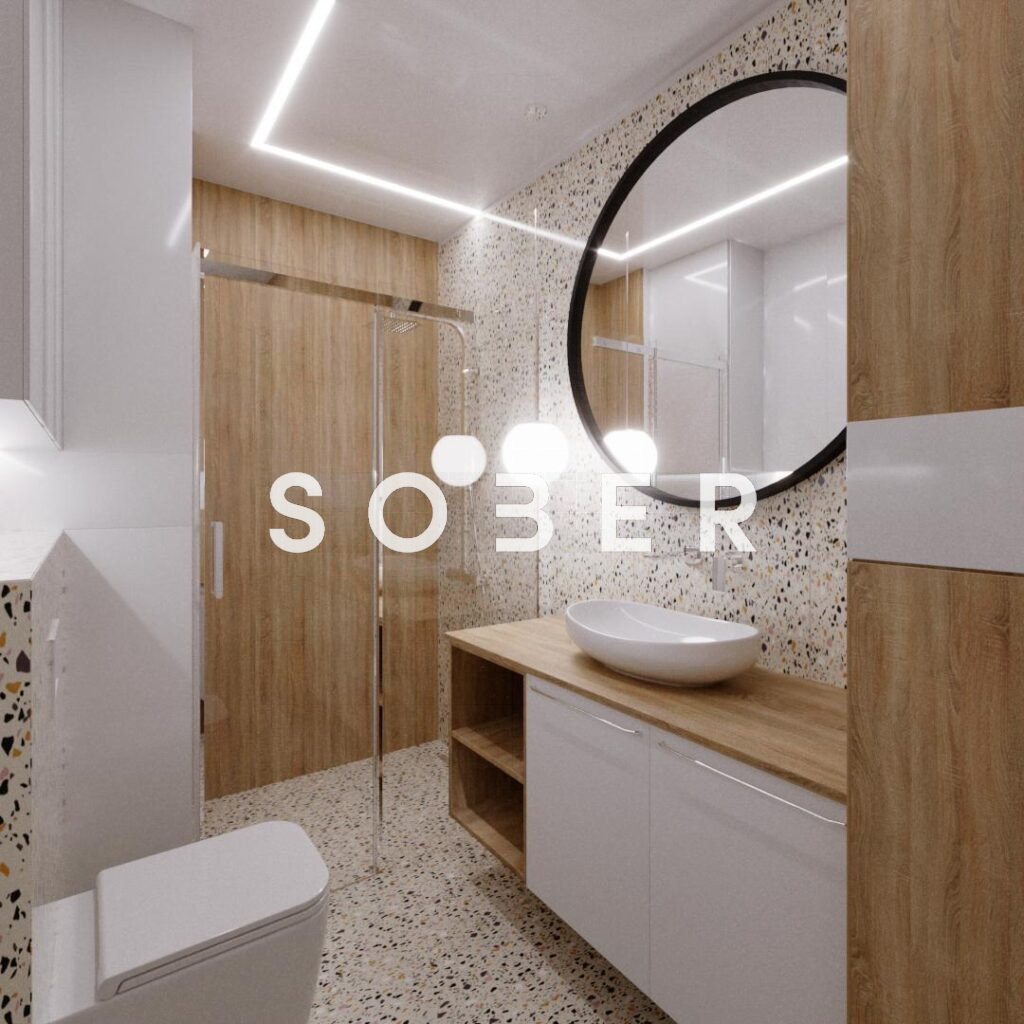 Niewielka i nowoczesna kobieca łazienka w mieszkaniu