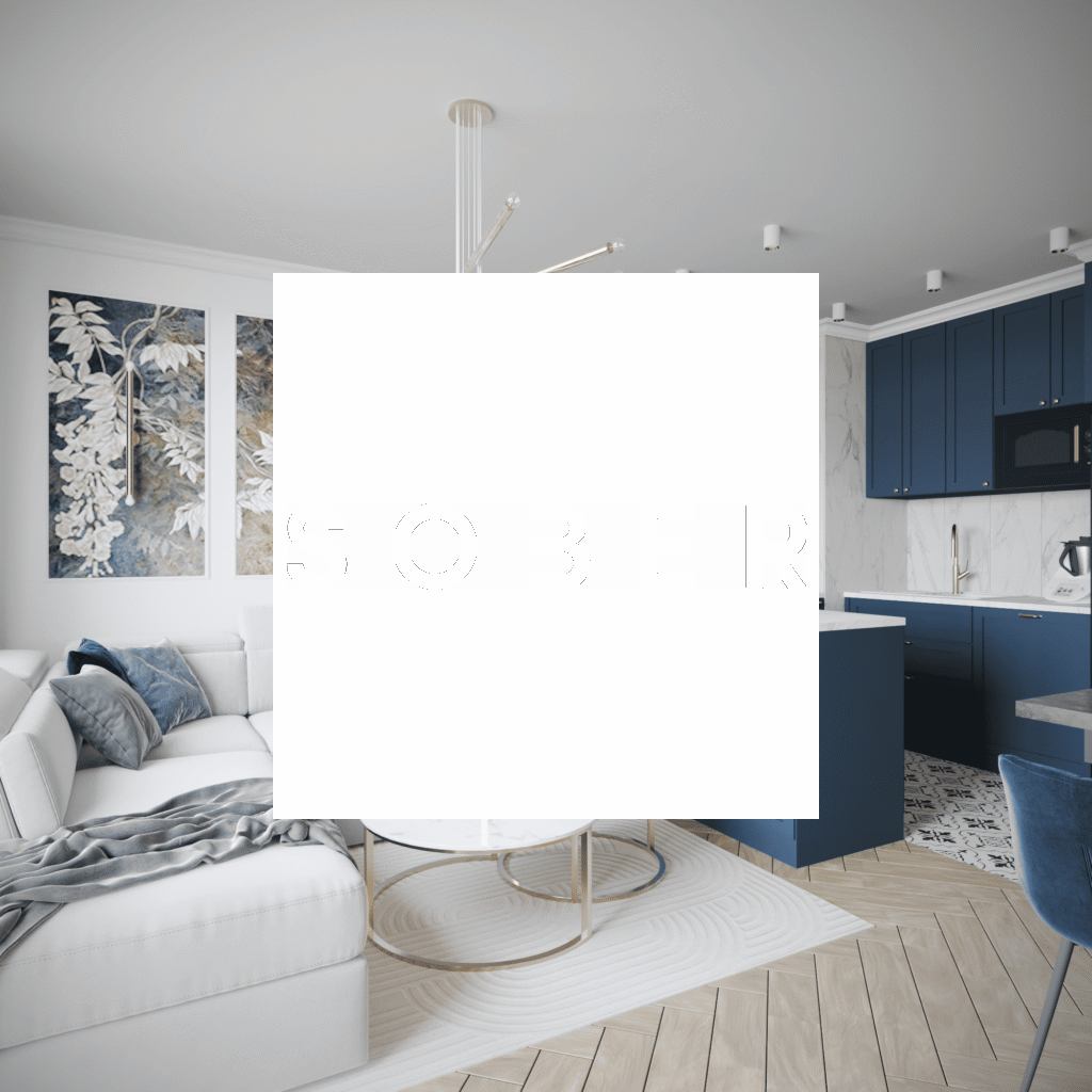 Salon z kuchnią w nowoczesnej klasyce